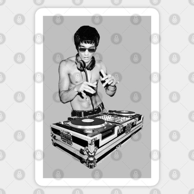 DJ Bruce Lee Remastered V1 - Black and white Magnet by jonathanptk